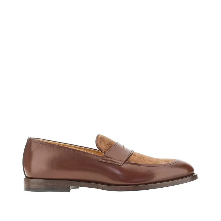 Smooth and suede leather Penny Loafers Man 42
