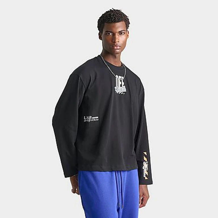 Men's L/AB c/o Off-White Duct Tape Long-Sleeve T-Shirt in Black Size: Small