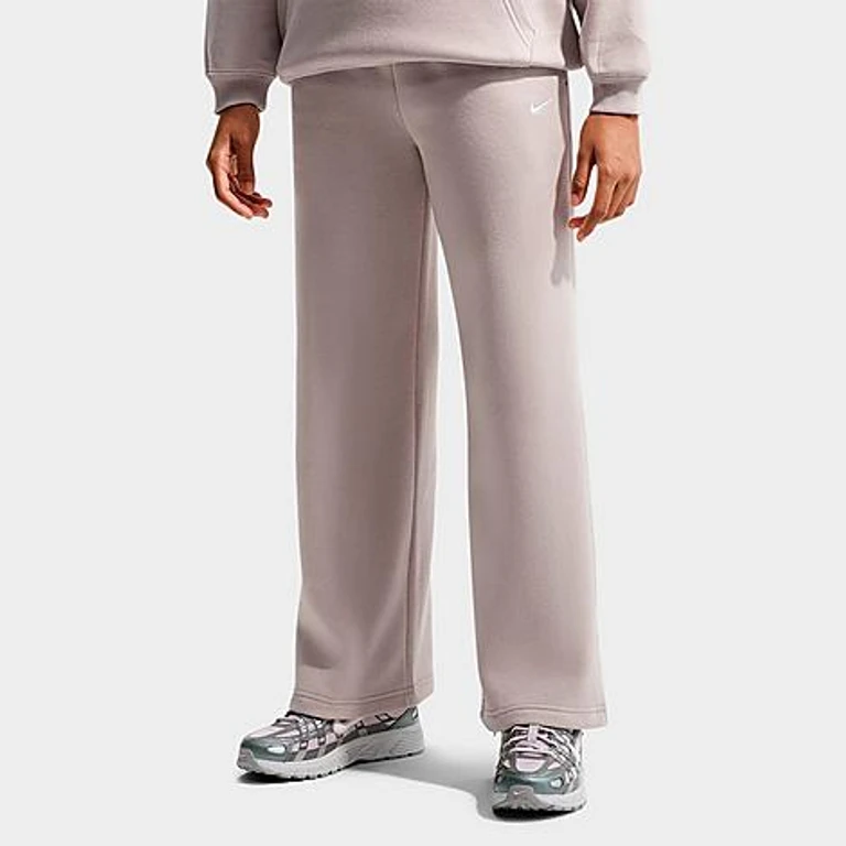 Nike Girls' Big Kids Sportswear Studio Fleece Open Hem Sweatpants in Moon Particle/White Size: XS