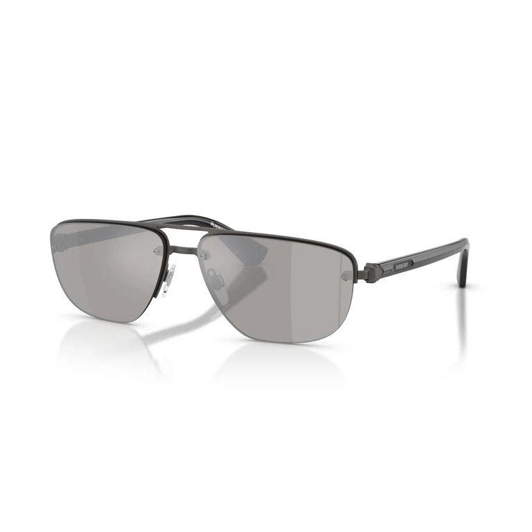 Light Grey Mirror Silver Rectangular Mens Sunglasses BE3164 13166G 62