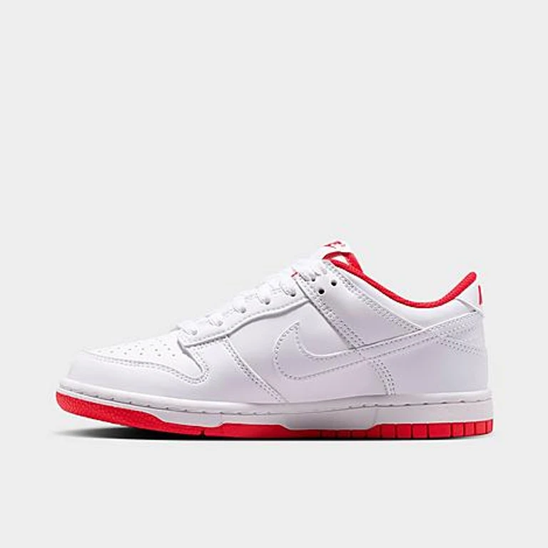 Big Kids Dunk Low Freizeitschuhe in Weiß/University Red/Weiß