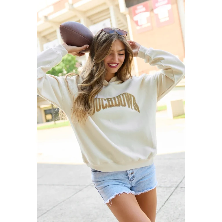 Touchdown Block Cream Graphic Hoodie