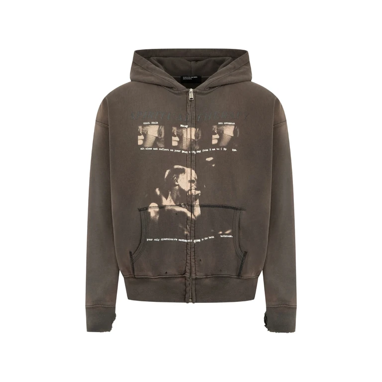 Spiritual Therapy Graphic-print Zip-up Hoodie