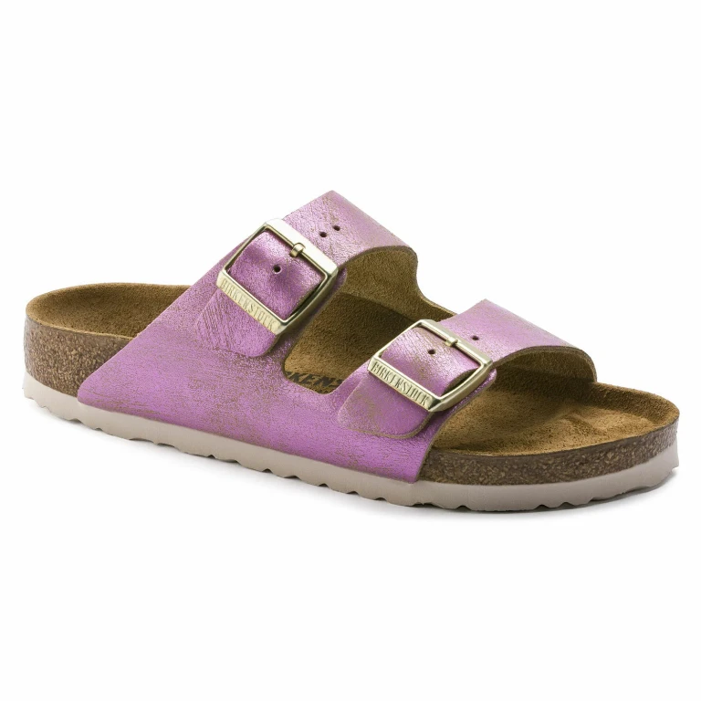Arizona Leather Washed Metallic Pink Sandals