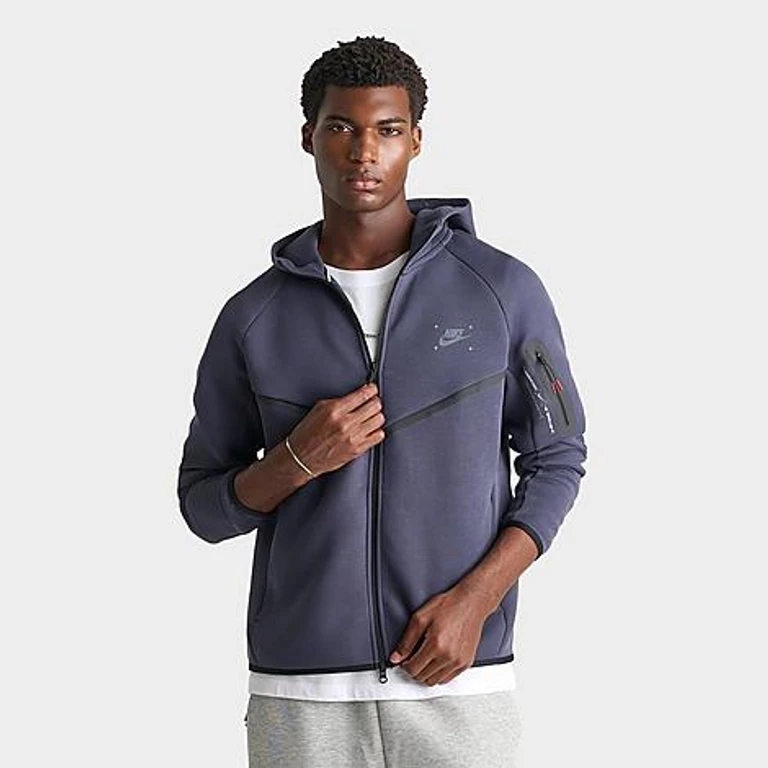 Men's Tech Fleece Windrunner Graphic Full-Zip Hoodie in Gridiron/Black Size: Small