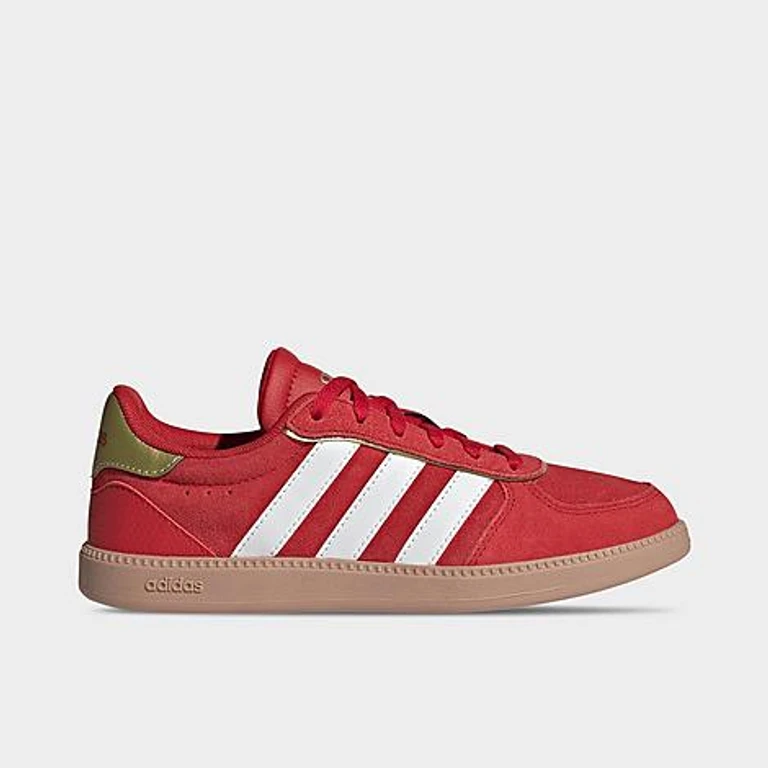 adidas Big Kids Breaknet Sleek Casual Shoes in Better Scarlet/Chalk White/Gold Metallic Size: 3.5