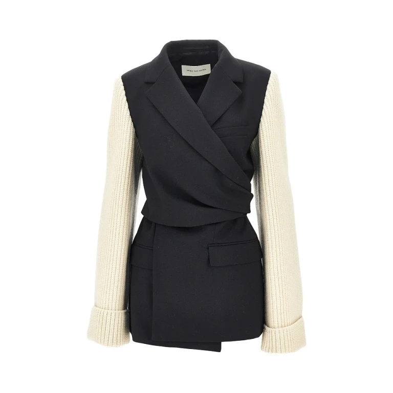 Wool blazer with knitted sleeves Woman 36