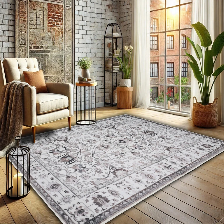 Washable Flannel Printed Area Rug With Latex Back 3x5 Ft