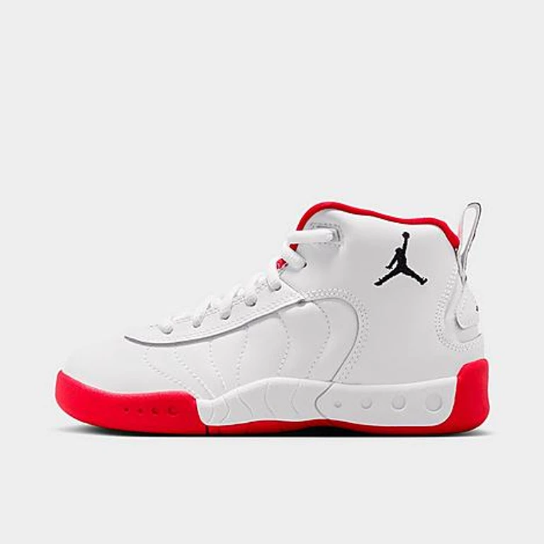 Jordan Little Kids Jumpman Pro Basketball Shoes in White/True Red/Metallic Silver Size: 1.0