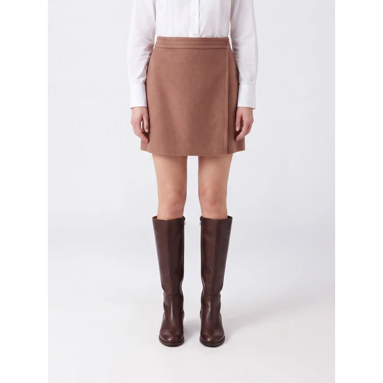 High-Waisted Wool Wrap Miniskirt (Y6WV12V13)