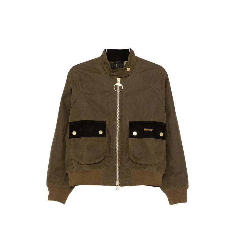 Corduroy-trim Zip-fastening Jacket