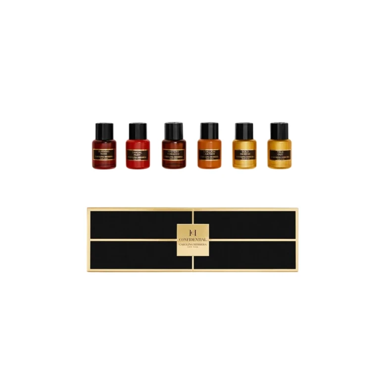 Set Carolina Herrera: Mystery Tobacco, Eau De Parfum, da donna, 5 ml + Stallion Leather, Eau De Parfum, da donna, 5 ml + Sandal Ruby, Eau De Parfum, d