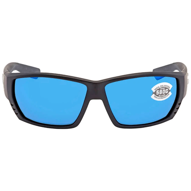 TUNA ALLEY Blue Mirror Polarized Glass Wrap Mens Sunglasses TA 11 OBMGLP 62