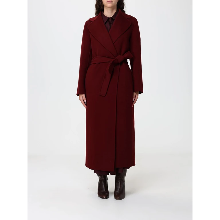 Long Belted Robe Coat in Wool with Lapel Collar (2629016073600014)