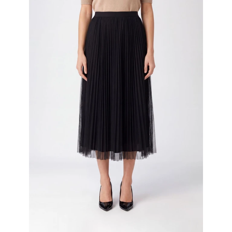 Pleated Crêpe Midi Skirt with a High Elasticated Waist (GND216F426M264825)