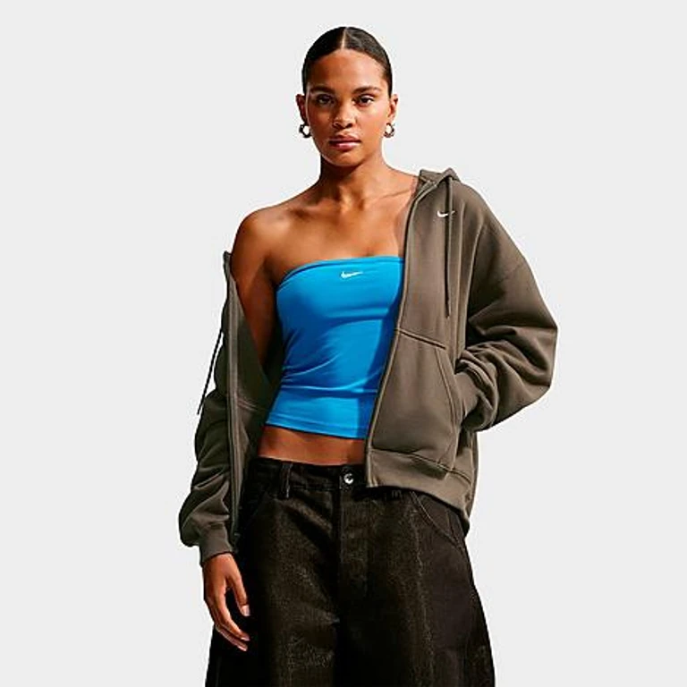 Studio Fleece Medium-Weight Oversized Full-Zip Hoodie in Dark Hazel/Sail