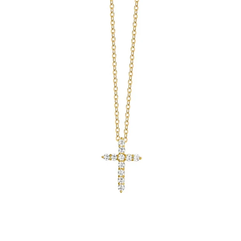 Gold-plated Collana Cross with cubic zirconias CK2022