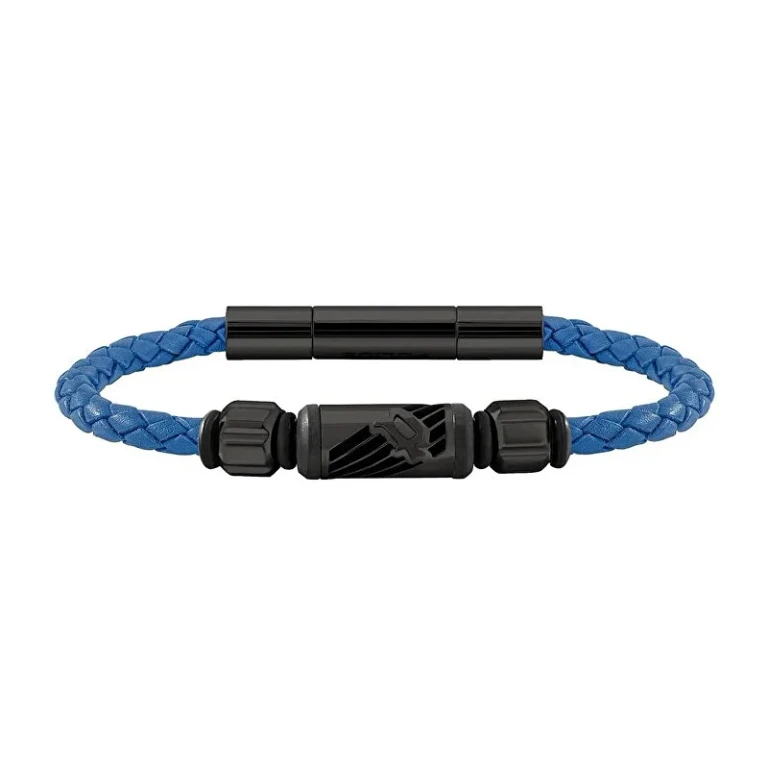 Men's blue leather Bracciale PJ26466BLN02A