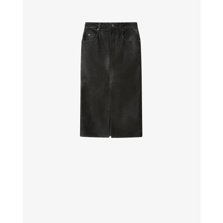 ISABEL MARANT ETOILE Bisane High-Waisted Cotton Midi Pencil Skirt (JU0524FAD3B01E01BK)