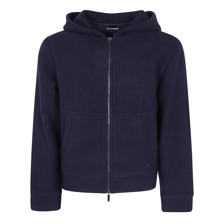 EMPORIO ARMANI Hooded Wool and Cotton Blend Zip-Up Sweatshirt (EM006436AF29844UB109)