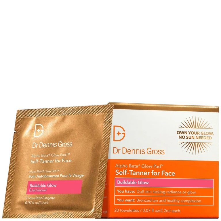 Dr Dennis Gross Skincare Alpha Beta Glow Pad Self-Tanner for Face (20 Pack)