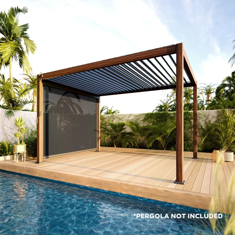 13' Aluminum Pull Down Privacy Screen for Pergola:- 13'