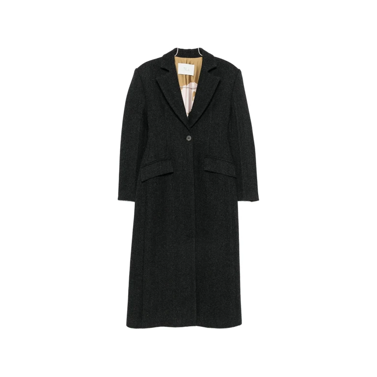 Herringbone Single-breasted Coat