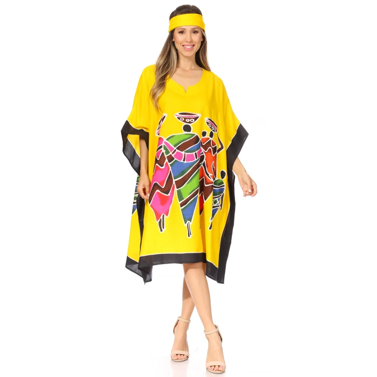 Sakkas Trina Women's Casual Loose Beach Poncho Caftan Dress Cover-up Many Print