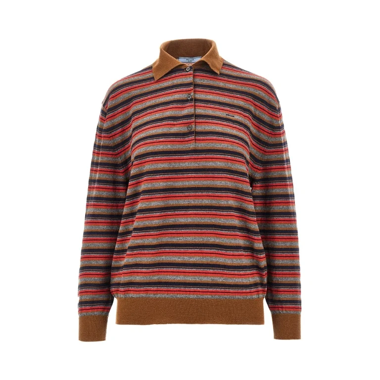 Striped cashmere polo shirt Woman 36