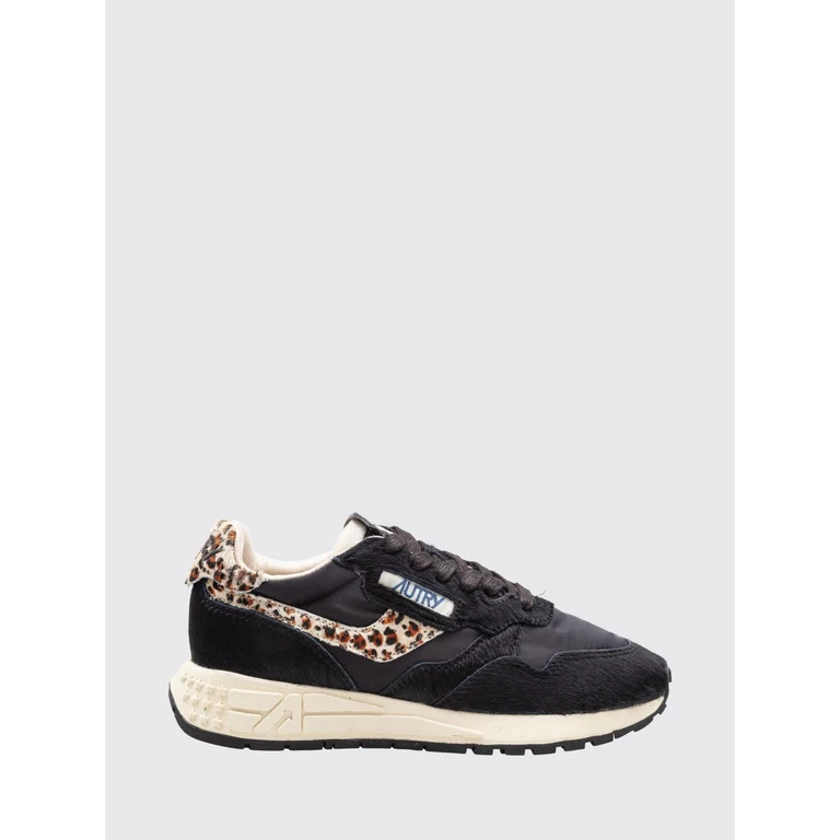 Reelwind lage sneakers van suède met animal print en gevoerde enkel