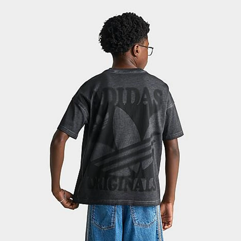 adidas Big Kids Originals Washed Logo Short-Sleeve T-Shirt in Black Size: XS