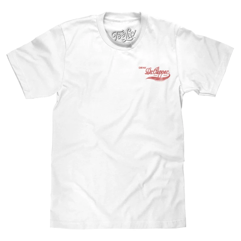 Faded Drink Dr Pepper Vintage Logo Front and Back Print T-Shirt - White
