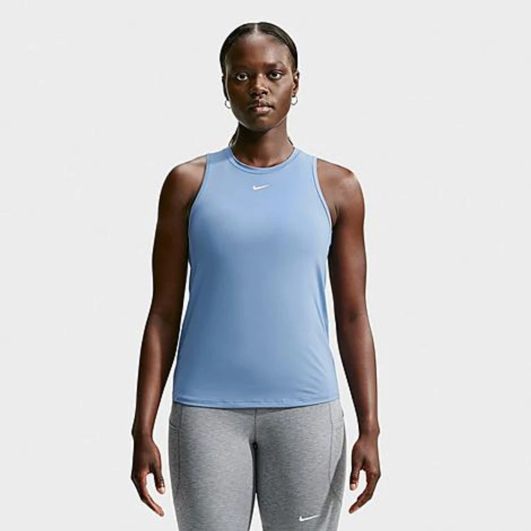 Women's One Classic Dri-FIT Cropped Tank Top in Work Blue/White Size: XXS
