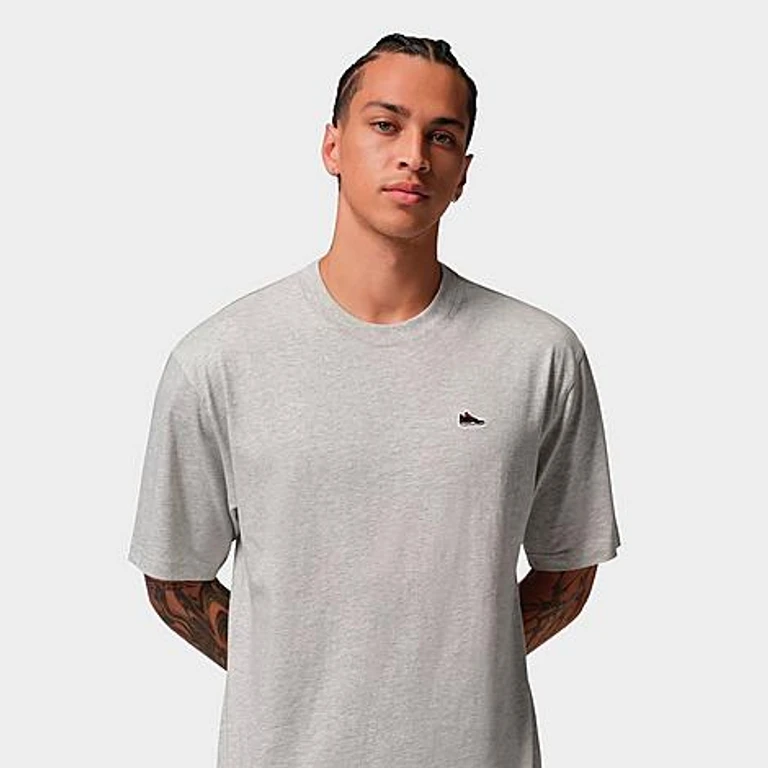 Jordan Men's AJ4 Sneaker Patch T-Shirt in Grey Heather Size: Small