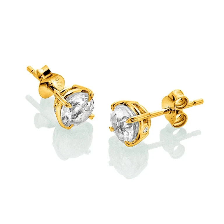 Fine gold-plated stud Orecchini con topazes e diamonds Gemstone DE834