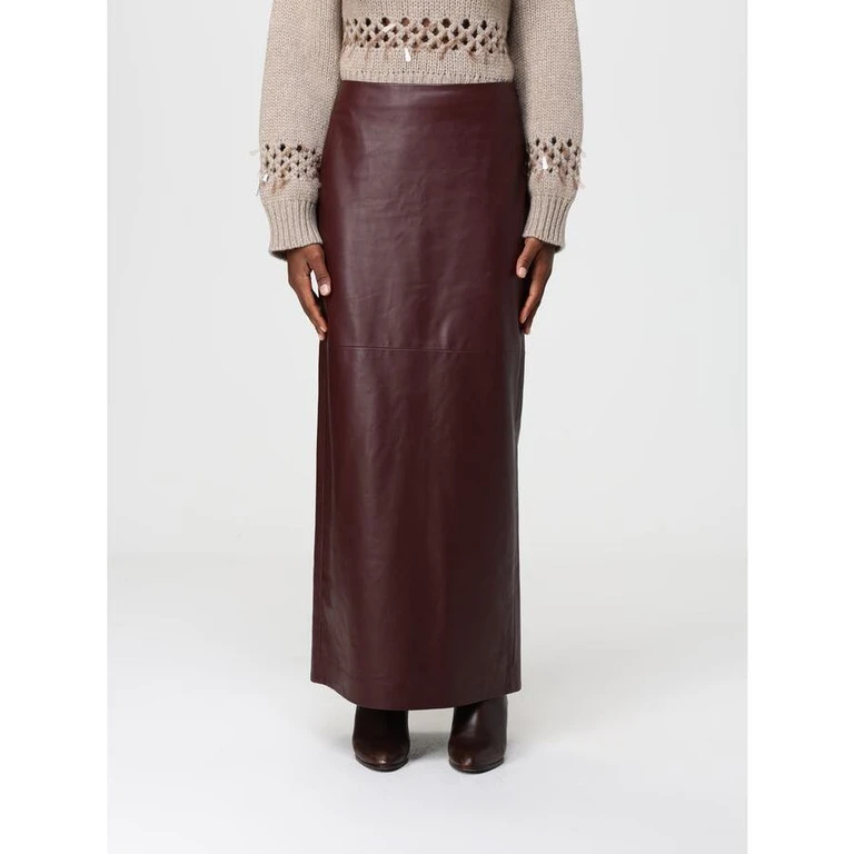Women'S Dark Brown Leather Skirt, Size 42