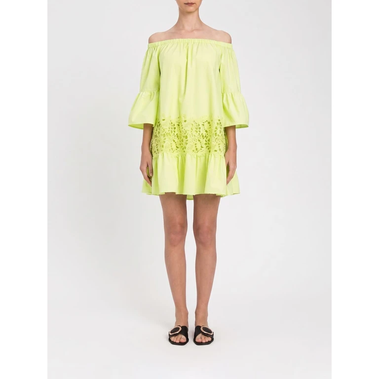 Cotton Mini Dress With Macramé Inserts (261LB2AEE13184)
