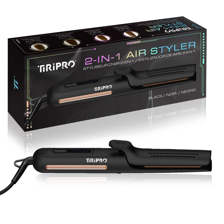 TIRI-PRO - 2-in-1 Air Styler Flat Iron & Curling Tool with Infrared Heat & Tourmaline Plates