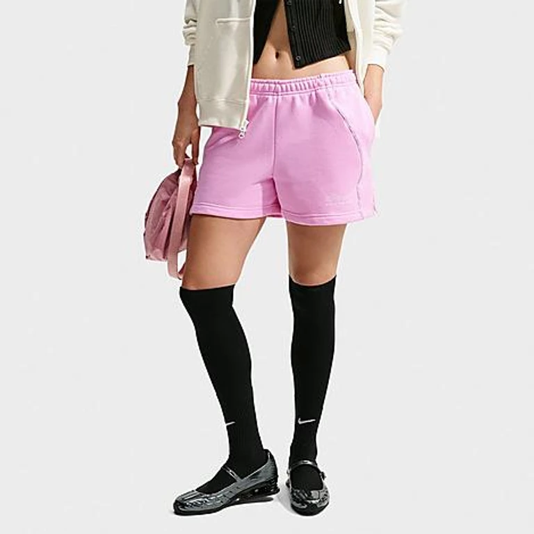 Studio Fleece Mid-Weight "Graphic Pack" Mid-Rise Shorts in Pink Rise/Sail
