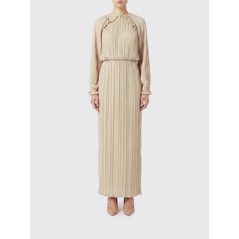 Long Pleated Crêpe Tunic with Long Sleeves and a Crew Neck (ABD216F158M3020166)