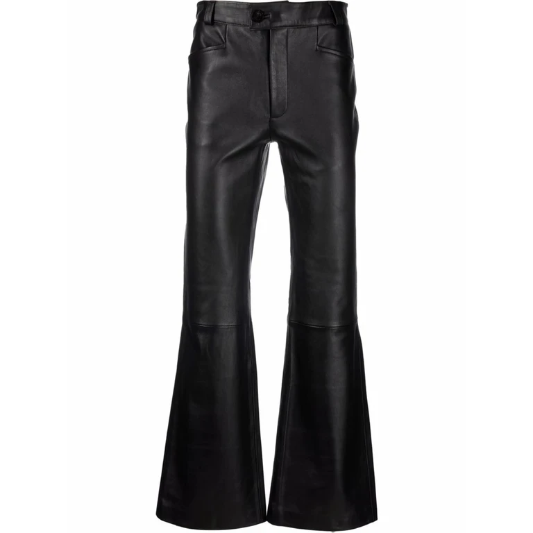 Flare-cut Coated-cotton Trousers