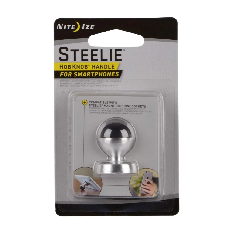 Nite Izesthm-M1-R7nite Ize Original Steelie Hobknob Component for Smartphones - Magnetic Phone Handle + Stand, Black/Silver