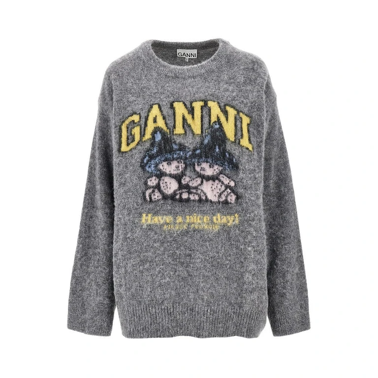 Pull Ganni Mushroom Teddy en mélange d'alpaga