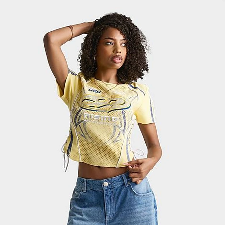 Aisha tailliertes Ripp-T-Shirt in French Vanilla