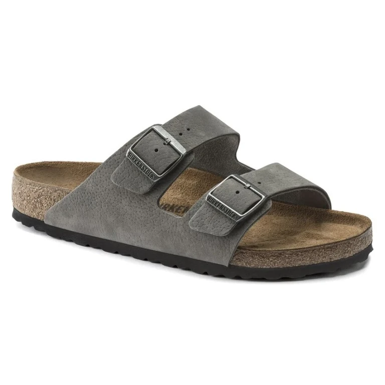 Arizona Soft Footbed Nubuck Leather Desert Buck Whale Grey Sandals