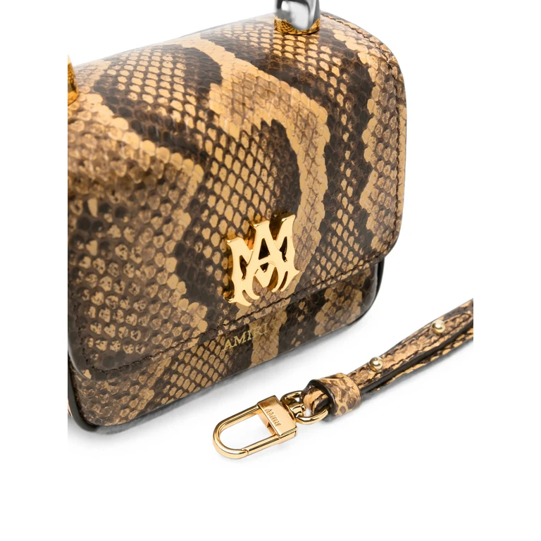 Nano MA Snakeskin-effect Logo-plaque Mini Bag