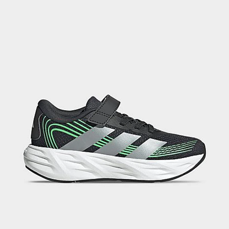 adidas Little Kids Galaxy 8 Hook-And-Loop Stretch Lace Running Shoes in Night Grey/Tech Grey Metallic/Screaming Green Size: 1.0