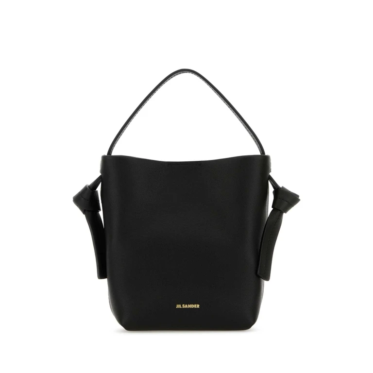 Black Leather Mini Knot Handbag