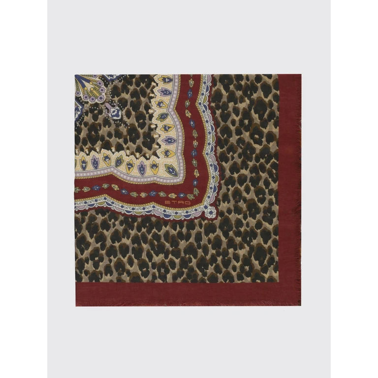 Animal Print Modal and Cashmere Scarf with Fringed Edges (WAYA0001AK1ADX0860)