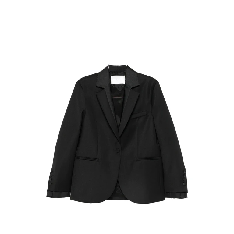 Satin-trim Single-breasted Blazer
